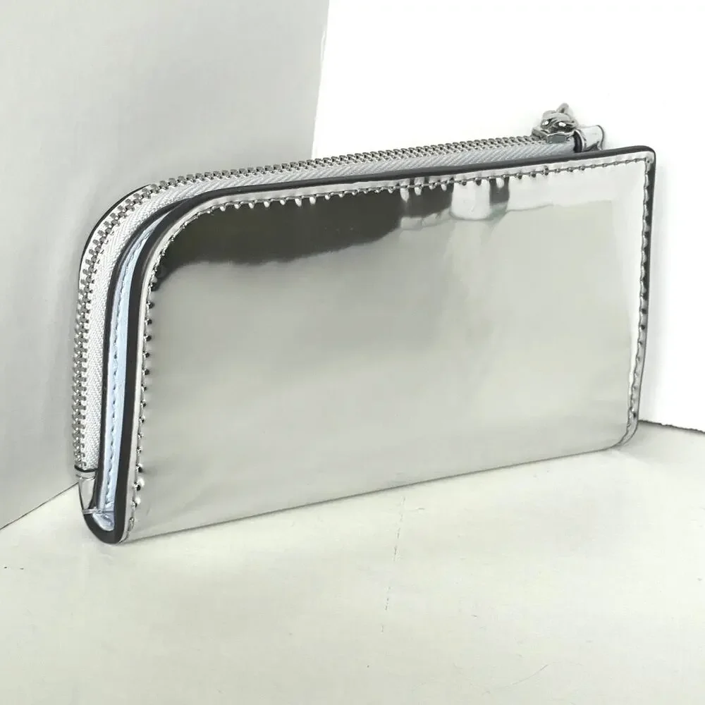 Kate Spade Devin Small Bifold Wallet Silver Patent Leather